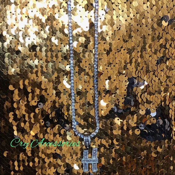 Baguette Initial & Tennis Chain - Picture 2 of 2